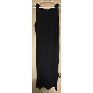 Eileen Fisher Maxi Dress Womens Small Black Sleeveless Stretch Soft Minimalist